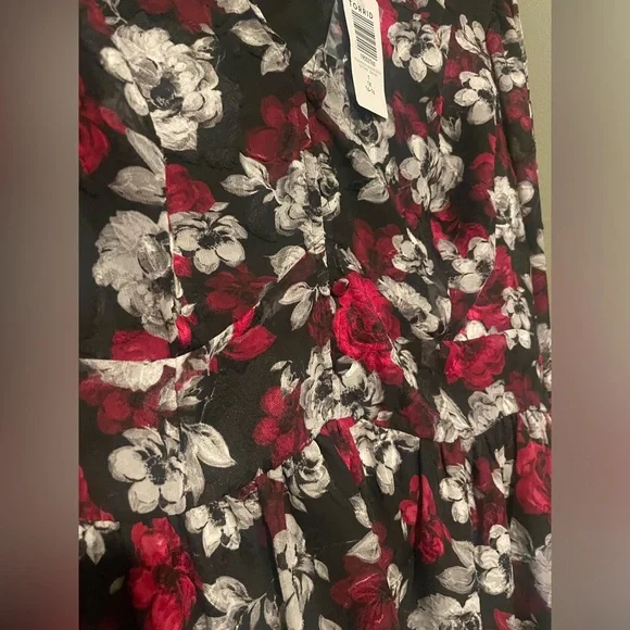 Torrid Peplum Chiffon Floral Blouson Sleeve Top - Picture 9 of 13